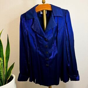 MLD Texas Women Formal Blazer Deep Blue With Enchanting Shimmery Effect Size L